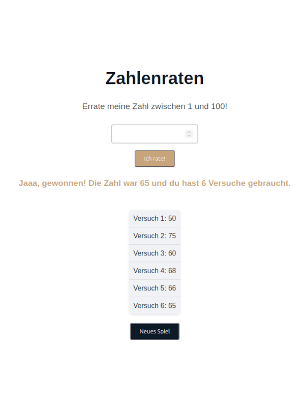 Detailansicht Zahlenraten